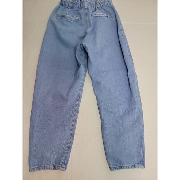 ZARA Barrel Jeans Womens SZ 4 High Rise Scrunch Waist Patch Pocket - Picture 8 of 9